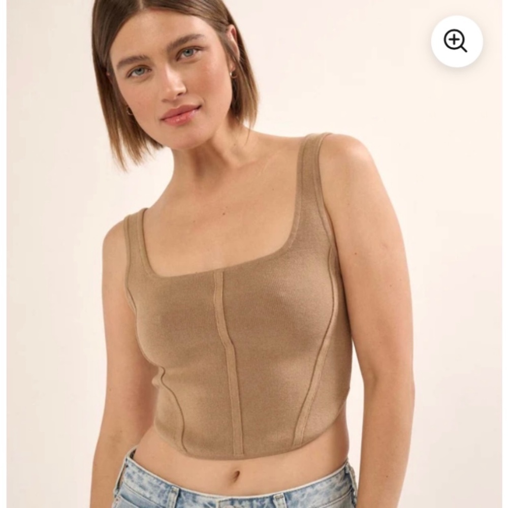 NWOT Square Neck Rib-Knit Corset Top